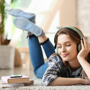girl listening to bcba exam audiobook